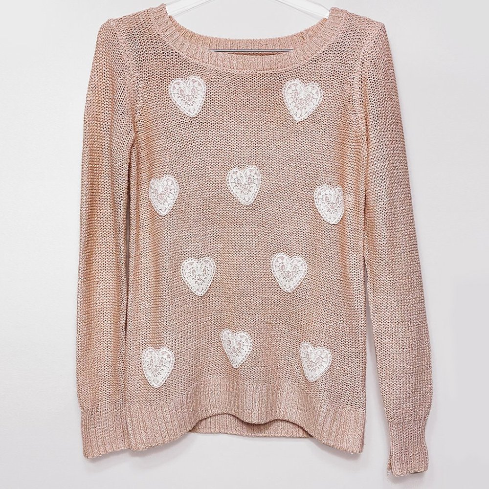 Lauren Conrad: Crochet Heart Knit Sweater